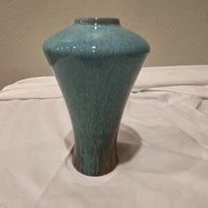Vintage Blue-green crystalline drip glaze art pottery vase.